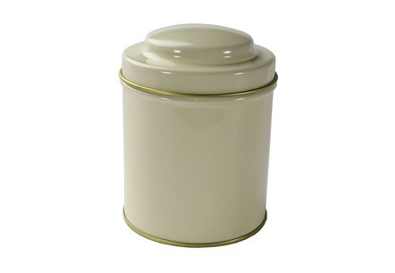 Theeblik/bewaarblik Rond Creme 125 gram Theeblik/bewaarblik Rond Creme 125 gram