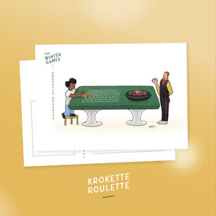 Kerstkaart Silvio- The winter Games - 'Krokette roulette' Kerstkaart Silvio- The winter Games - 'Krokette roulette'